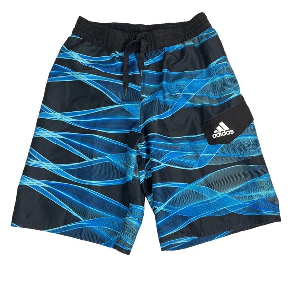 Boy's Adidas Swim Trunks Shorts Blue Print Sz. M - Picture 1 of 6